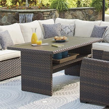Signature Design by Ashley Outdoor Easy Isle Multi-Use Resin Wicker Patio Table, Dark Brown