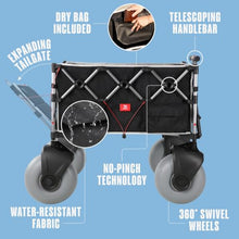 Dynacraft XL Wagon Beach Bundle, Collapsible Wagon With XL Wheels, Foldable Wagon for Camping, Rolling Cart for Beach, Wagons Carts Foldable with 200lb Weight Capacity, Folding Wagon Carts with Wheels