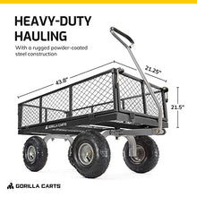 Gorilla Carts 2-Pack Steel Utility Cart, 4 Cu Ft Bed, 800 lb Load Capacity, Black – Heavy-Duty Outdoor Hauling Wagon with Removable Side Panels for Yard, Lawn, Garden or Landscaping