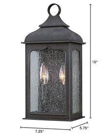 Troy Lighting Henry Street 15"H 2-Light Outdoor Wall Lantern - Colonial Iron Finish with Clear Seeded Glass