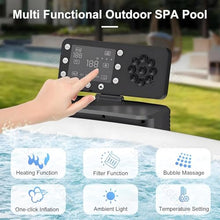 Inflatable Blow Up Hot Tub With LED Lights, 81.1" X 27.9" Round 455 Gallon Spa For 4–6 Users, Leak-Proof PVC Outdoor Model, 150 Air Jets & 3-Speed Surf Jets, Heating Pump Plus Thermal Insulated Cover