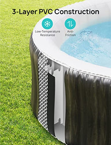 Evajoy Inflatable Hot Tub with LED, Electric Heater Pump, 140 Air Jets for 4-6 Adults Brown