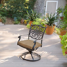 Hanover Traditions 9-Piece Patio Dining Set with Swivel Rocker Chairs and Tan Cushions