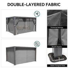 YITAHOME Louvered Pergola 10x13ft Outdoor Hardtop Gazebo with Netting Gray