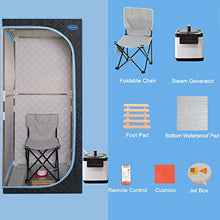 WEALTHOME Portable Infrared Sauna Tent, Plus Type Full Size Steam Sauna Tent. Spa, Detox,Therapy and Relaxation at Home.Larger Space,Stainless Steel Pipes Connector-Black(Blue Binding)