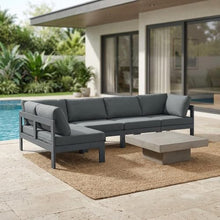 Outdoor Escape Gray Fabric Outdoor Patio Modular Sectional with Contemporary Design, Weather-Resistant Upholstery, Comfortable Seating, and Durable Frame