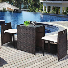 DUYHBAWRS 3PCS Outdoor Patio Rattan Furniture Set Space Saving Garden Deck W/Cushion Weather-Resistant is Suitable for