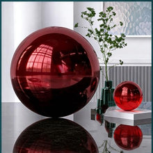 YDJIANCAI 1 Pcs Stainless Steel Gazing Globe Ball, Mirror Gazing Ball Polished Ornament Sphere, Hollow Floating Reflective Hemisphere, Home Outdoor Pond, Red(Size:18.89 in/48 cm)