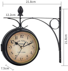 NUHSLF Weatherproof Outdoor Wall Clock,Double-Sided Garden Clocks,Outdoor Iron Ornaments,Easy to Read Precise Timing