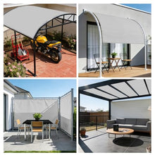 E&K 16'x32' Waterproof Sun Shade Sail Straight Edge Rectangle Canopy Shade Cover with Grommets UV Block for Pergola Backyard Garden Patio Deck Outdoor (Light Gray)