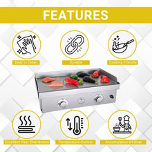 AMS Fireplace Le Griddle,2 Burner Outdoor 304 Stainless Steel Griddle 30inch ,(Liquid Propane,Two Burner Griddle) 18,000 BTU's Tasty Cooking-Outdoor Clothing Cover Included.Made in France (GFE75)