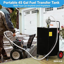 45 Gallon Fuel Caddy with Manual Pump, Heavy Duty Portable Gas & Diesel Transfer Tank on 4 Wheels, Spill-Proof Container for Truck, Tractor, Boat, ATV, Farm,Orange