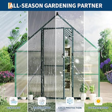 CABIHOME 8x12 ft Outdoor Greenhouse Kit, Heavy Duty Polycarbonate Greenhouse with Reinforced Aluminum Frame, Adjustable Roof Vent, Lockable Door & Quick-Connect System for All Seasons