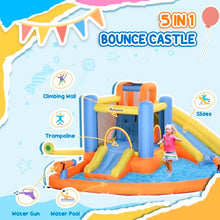 Outsunny Inflatable Water Slide 5-in-1 Bouncy Castle Orange/Blue/Yellow