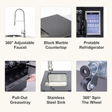 Modular Stainless Steel Outdoor Kitchen Island,All-in-One BBQ Grill Station with Sink,Storage Drawers, Side Prep Counter (101 IN Black Side Burn Sink Fridge, 101", Propane Gas Grill)