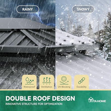 YITAHOME White Gazebo Hardtop 10x12ft Double Roof Aluminum Frame Gazebo