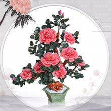 SYRIS Simulation Potted Plants Bonsai Tree Living Room Jade Crafts Flower Stand Tea Table Decoration Porch Decoration Jade Carving Peony Flower Bonsai Fake Plant Greenery Decor for Desk