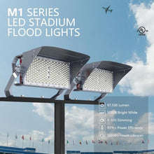 Xapolu 650W LED Stadium Flood Lights with 40° Beam Angle, 97500lm Super Bright Outdoor Sport Light (2600W Metal Halide Eqv.), IP66&10KV, 120-277V 0-10V Dim LED Ballpark Lights, UL Listed