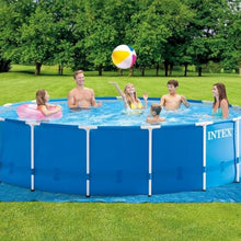 INTEX Metal Frame 15ft x 48in Round Above Ground Swimming Pool Bundle