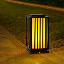 VELLOW Outdoor Post Lights,Square E27 External Pedestal Lamp,1 Pack Gate Bollard Pillar Light,Sand Textured Black With Imitation Marble Lampshade,Decorations Landscape Lighting For Patio Porch Railing