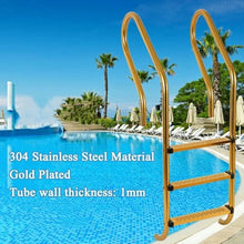 Gold Pool Ladder, 304 Stainless Steel Underground Swimming Pool Stairs,Preventing Slips Steps, Pool Handrail Ladder 3/4/5/6 Steps, Easy Install