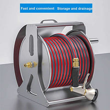 JTYMZYY Metal Heavy Duty Wall/Floor Mounted Hose Reel Cart Water Pipe Storage Holder with Hose Connector, Lawn & Garden Watering Equipment (Rack+20mHose)