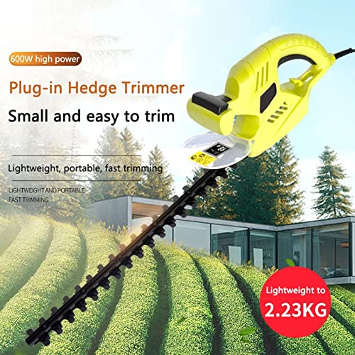Corded Electric Dual-Action Hedge Trimmer, Electric Cutter, 55cm Blade, Cutting Length 51cm, 14 mm Tooth Opening Capacity, Lightweight Lawn and Garden Landscaping, Safe and Easy to Use