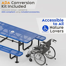 OUTTANS Commercial Metal Picnic Table (Blue, 6' Rectangular, Punched)