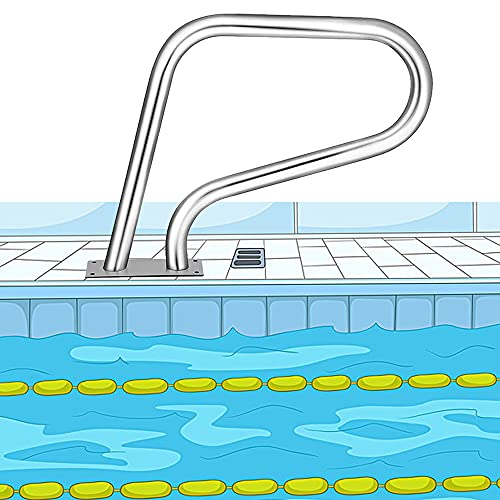 3-Bends Spa Rails 304 Stainless Steel Flange Swimming Pool Handrail with Bottom Plate Perfect Handle Easy Assembly