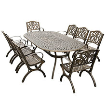 Oakland Living Modern Outdoor Mesh Lattice Aluminum 95-in Large Bronze Oval Patio Dining Set with Eight Ornate Chairs