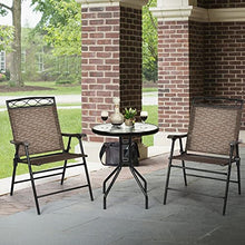 3 PCS Bistro Conversation Patio Pub Dining Set W/ 2 Folding Chairs & Glass Table Round Table