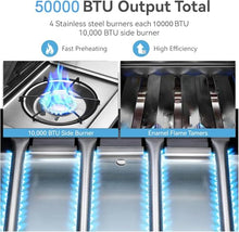 4-Burner Propane Gas BBQ Grill with Side Burner, 40,000 BTU Output Charcoal and Propane Gas Dual Fuel Grill with two charcoal trays and Side Tables for Outdoor Cooking Kitchen