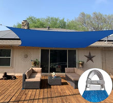 Coarbor 40'x43' Reinforced Wire Sun Shade Sail Rectangle Heavy Duty Strengthen Canopy Cover with A Ring Steel Cable Wire for Patio Backyard Deck Yard Garden Pergola Porch, Blue