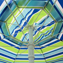 LumaGrove 200cm Windproof Beach Umbrella Outdoor Striped Patio Umbrella with Tilt and 8 Ribs, Sun Shade Parasol with Bag