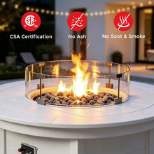 Costaelm 47" Modern Outdoor Patio Backyard Round Propane Counter Height Fire Pit Table (Rocks Not Included), White