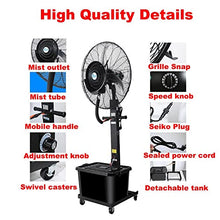 Outdoor Misting Oscillating Pedestal Fan with 3 Cooling Speeds, Portable Patio Mist Fan, 25 Inch/29 Inch Black Sturdy Fan (Size : 25.5x70inch)