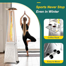 OutdoorVibe 42,000 BTU Pyramid Patio Heater, Stainless Steel Outdoor Propane Heaters Glass Tube Propane Patio Heater with Wheels and Cover, Backyard, Garden, Patio, Porch and Pool