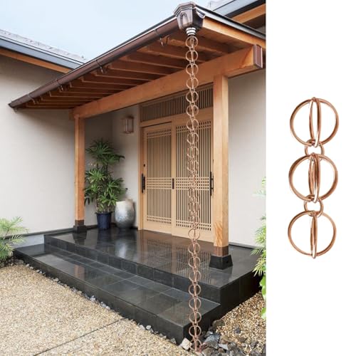 LZPHGB Metal Ornamental Gutter Rain Chain, Modern Double Loop Design for Effective Eaves Drainage, Durable Alternative Downspout Solution,Style2-7.5m (24.6ft)