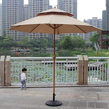 JIIPOREGJ Outdoor Garden Parasols Parasols 9Ft / 270Cm Double Top Garden Patio Umbrella with Crank Handle, Sun Shade Waterproof Protection for Terrace, Balcony, Pool, Beach,Khaki-A