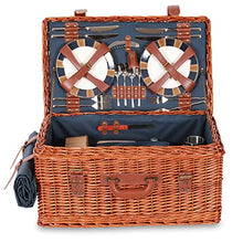 Wicker Picnic Basket for 4 Persons with Waterproof Picnic Blanket, Picnic Set for Family with Insulated Cooler Bag and Cutlery, Willow Picnic Hamper Basket for Camping, Wedding