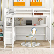 Harper & Bright Designs Full Size Loft Bed with Desk and Storage Drawers White