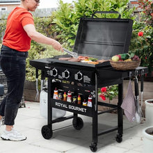 Royal Gourmet 3-Burner Gas Griddle with Hood, Collapsible Side Shelves