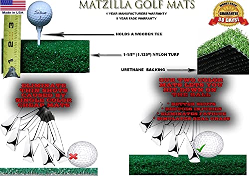 PREMIUM PRO TURF Golf Mat 5' x 10' for Optishot Simulator - Right & Left Handed - Wooden Tee Holder