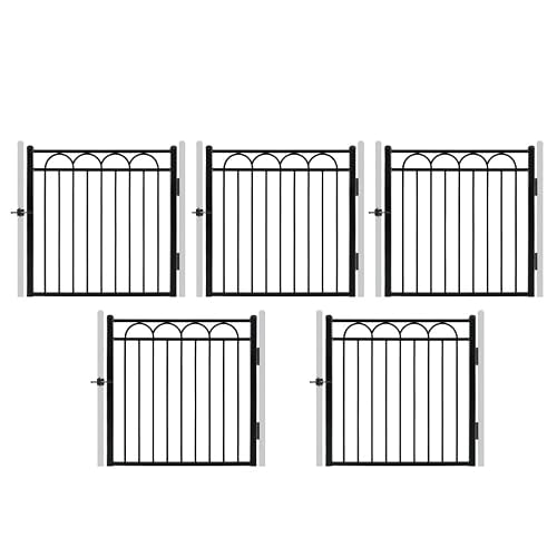 Fencer Wire 5-Pack Heavy Duty Arc Metal Fence Gate, 4FT x 4FT Rust-Resistant Steel Garden Gate for Yard, Pool, Patio & Residential Fencing