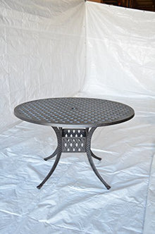 Saint Augustine Outdoor Patio 5 pcs Round Dining Set Dark Bronze Cast Aluminum Premium Fabric Cushions (Set with 4 Swivel Rocker Chairs and Table 42")