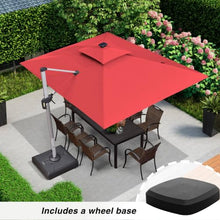 OROTLECT 9' X 12' Solar Powered LED Lighted Patio Umbrella Outdoor Rectangle Umbrella With Wheeled Base,Red