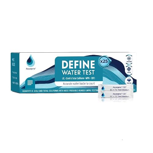 Aquagenx Define Water Test Kit - Detects Most Probable Number of E. coli & Total Coliform - No Lab Required - Home, Well, Tap & Freshwater Testing (25 Pack)