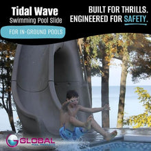 Global Pool Products Tidal Wave Inground Swimming Pool Water Slide Deck Mounted Left Curve Turn Sand GPPSTW-Sand-L