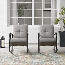 Crosley Furniture Dahlia 2-Piece Outdoor Rocking Chair Set Matte Black with Taupe Cushions