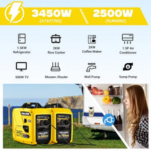 POXURIO 3450-Watt Dual Fuel Inverter Generator, Gas & Propane Portable Generator for Home Backup, Camping & RV, Super Quiet 59dB, 1.6 Gal Tank Up to 8.3 Hours, 120V EPA Compliant, Yellow